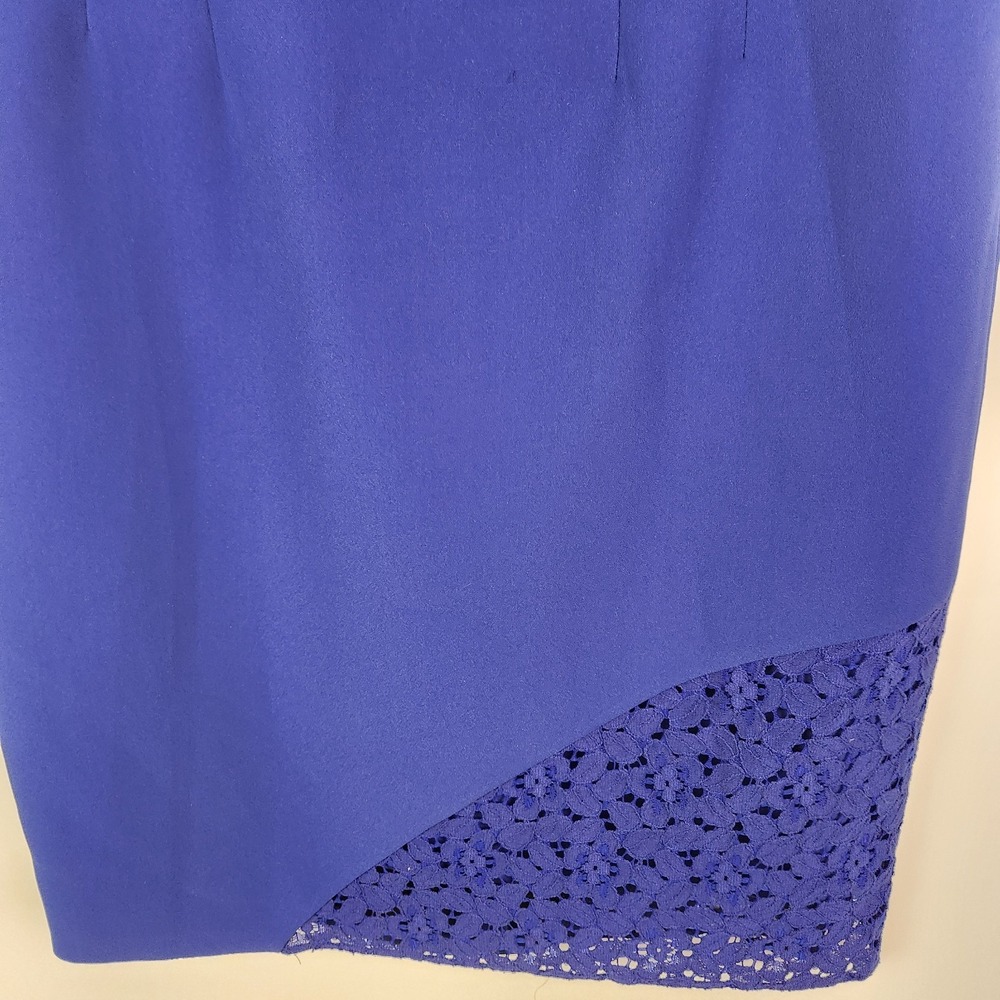 Tahari Sleeveless Blue Bodycon Lace Detail Dress Size 4 - Picture 3 of 8